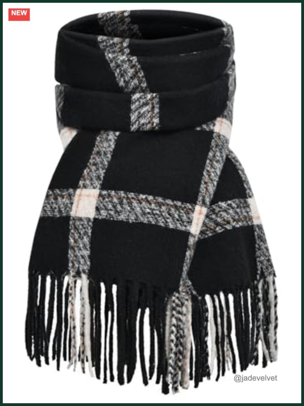 Women's Long Plaid Shawl Wrap Scarf with Tassels